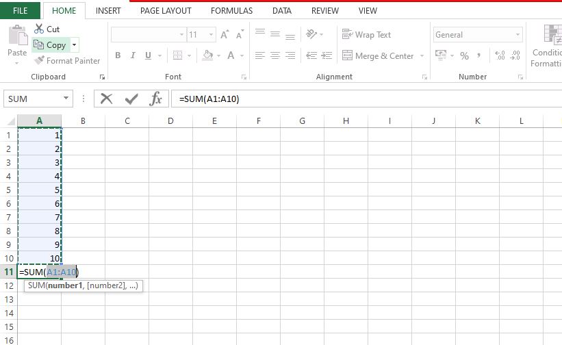 Excel formulas